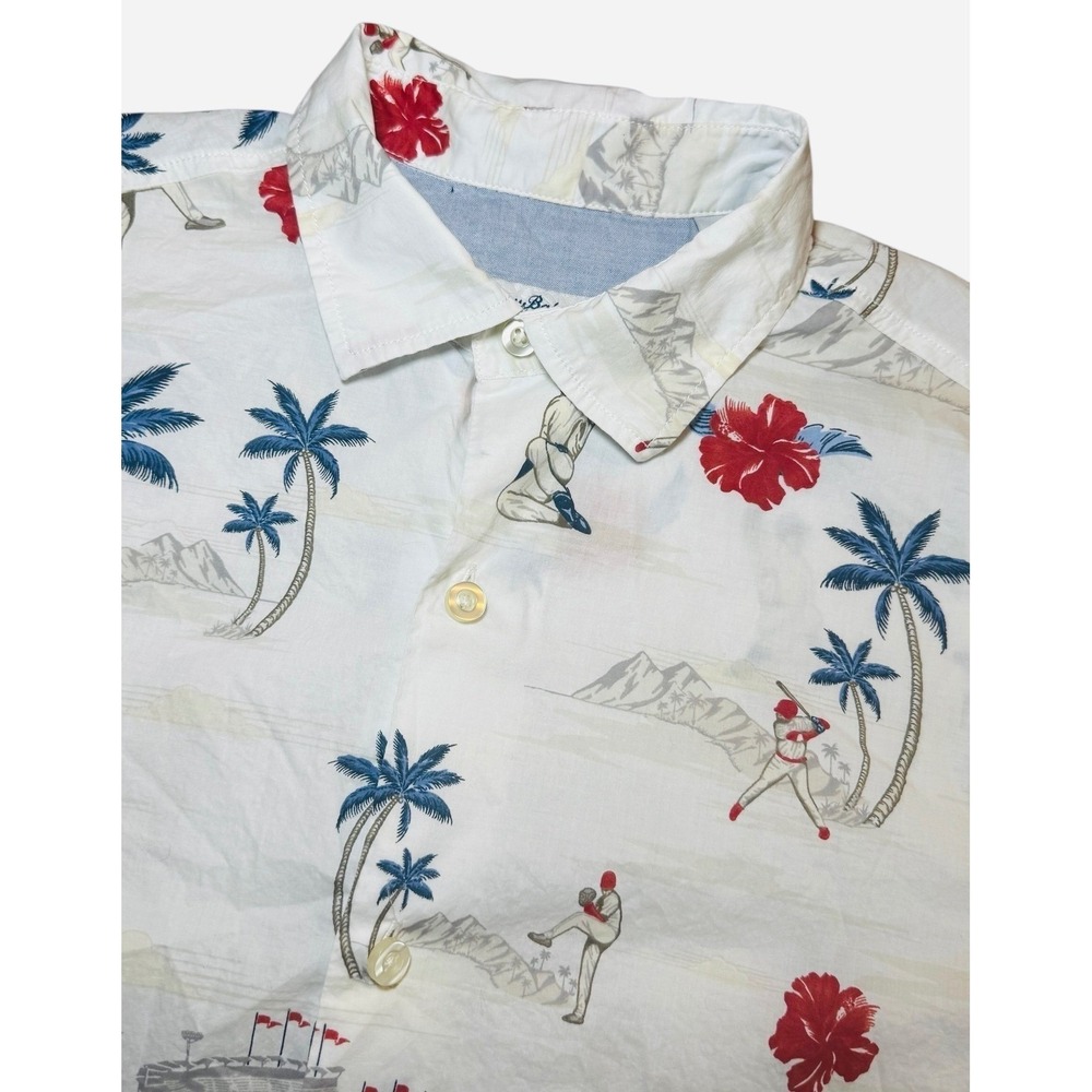 Genuine Merchandise Tommy Bahama Mens‎ M Hawaiian Baseball Shirt Tampa Rays S/S